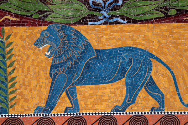 Friedensengel mosaic detail - blue lion