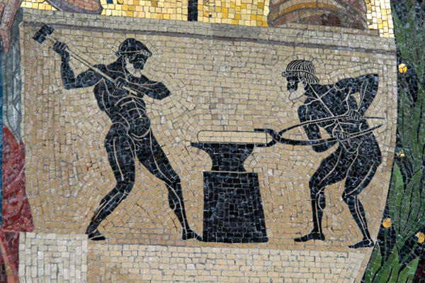 Friedensengel mosaic detail - blacksmith