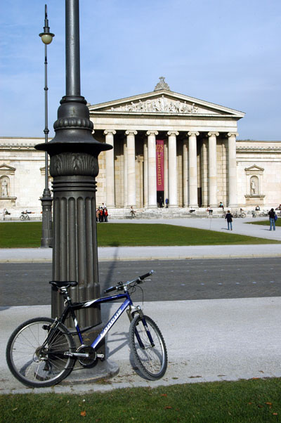 The company bicycle securly locked up