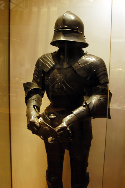 Cast iron stove in the shape of a suit of armor, 1851