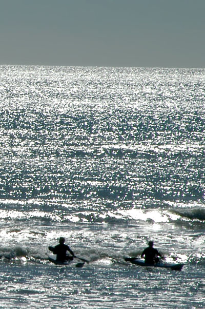Kayakers in the surf, New Brighton South