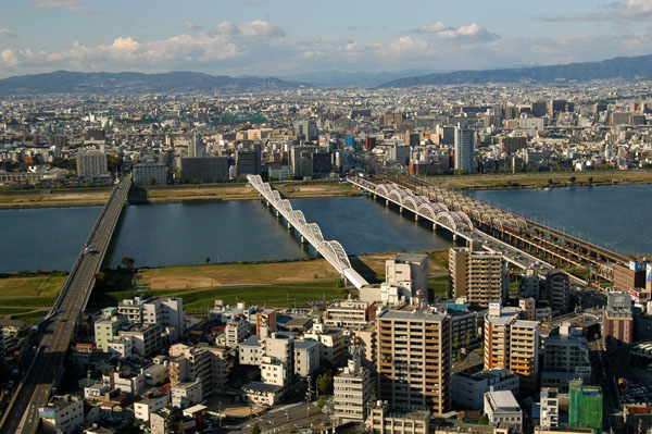 View from the Umeda Sky Building west across the Yodogawa River