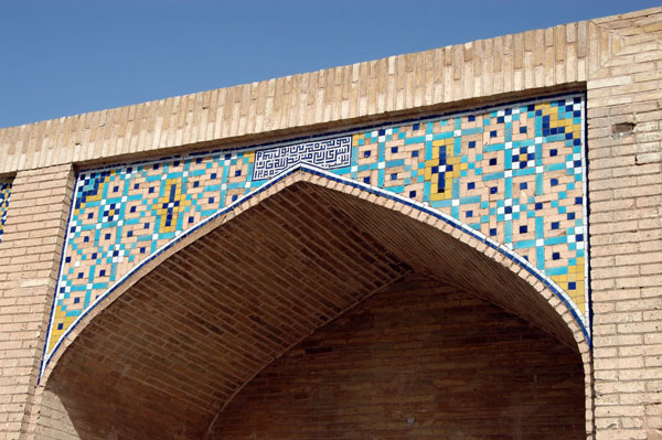 Detail of tilework, Khanju Bridge