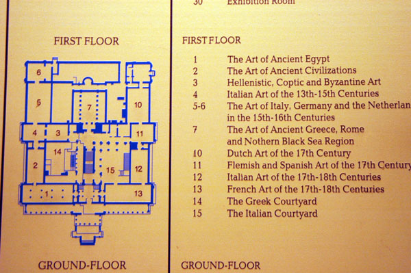 Layout of the Pushkin Musuem - First Floor