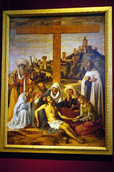 Giovanni Battista Cima Da Conegliano (1459-1517) The Lamentation Over Dead Christ with a Carmelite Monk