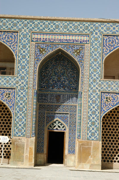 The entire mosque is covered in arabesque tilework