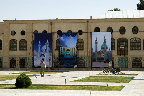 Posters near Chehel Sotun Palace showing the sites of Isfahan Province