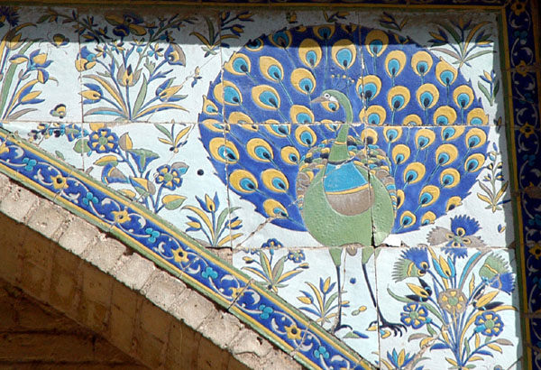 Peacock in tilework , Hasht Behesht Palace