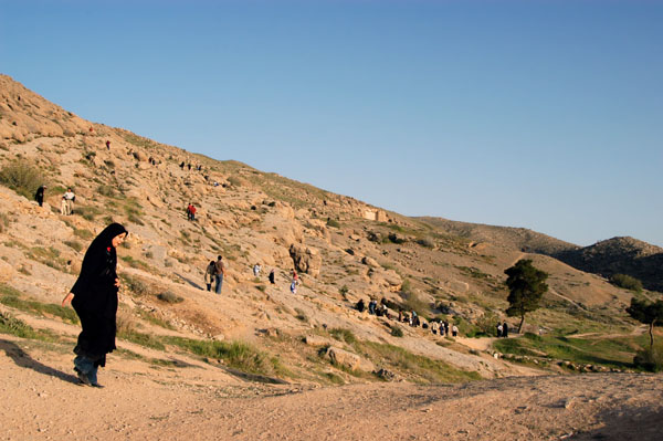 Iranian women climbing the hill above Persepolis
