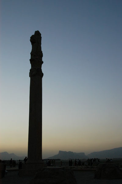 Columns of the Apadana Palace at dusk