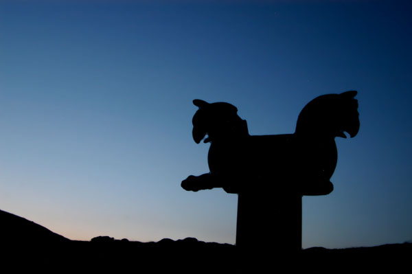 Bird headed capital at dusk, Persepolis