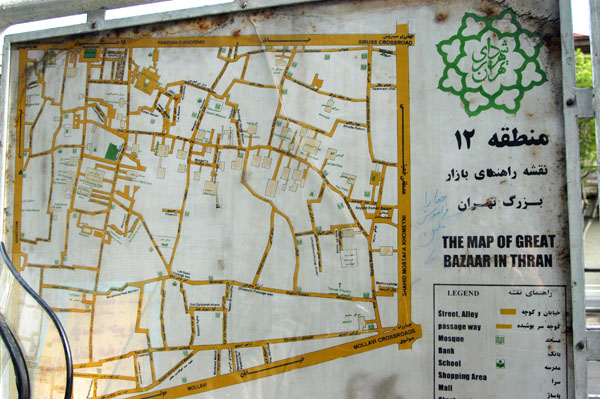 Map of Tehran Bazaar
