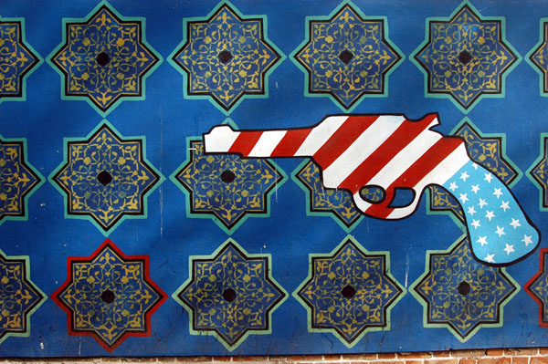 Pistol with the colors of the American flag, former US Embassy, Tehran