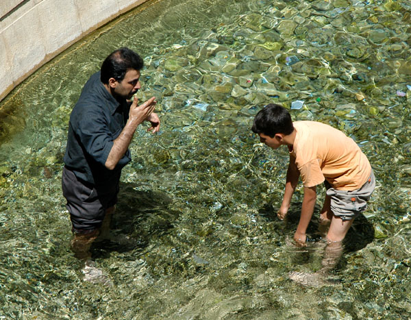 Cooling off in the spring at the Tomb of Sadi