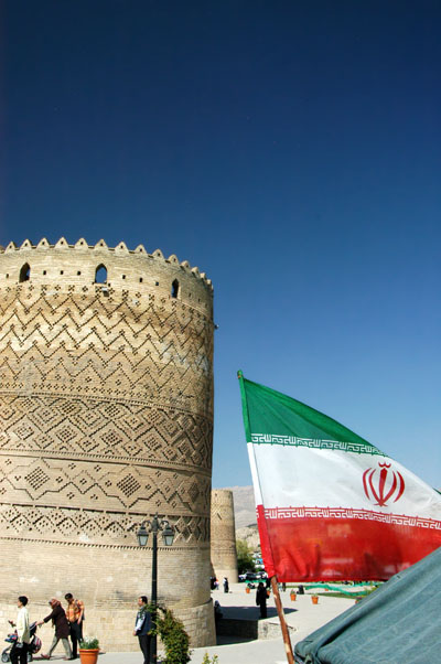 Iranian flag and the Arg-e Karim Khani, Shiraz