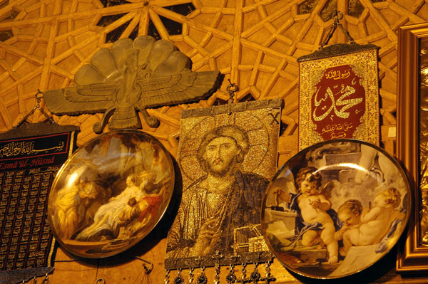 Christian, Muslim and Zoroastrian items in a shop off the Serai Mushir, Bazar-e Vakil, Shiraz