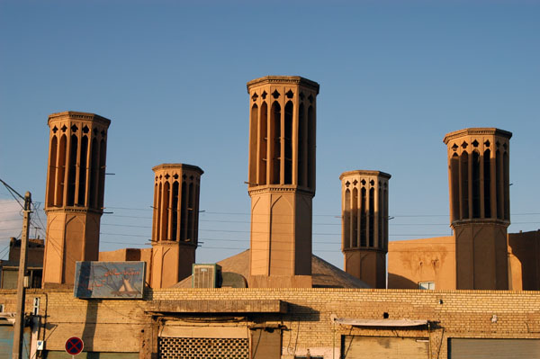 All 5 windtowers clearly visible in this view from across the road