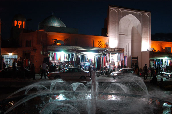 Gate to Amir Chakhmaq Mosque at night