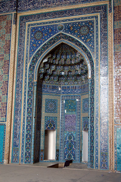 Tile mihrab, the niche depicting the direction of Mecca