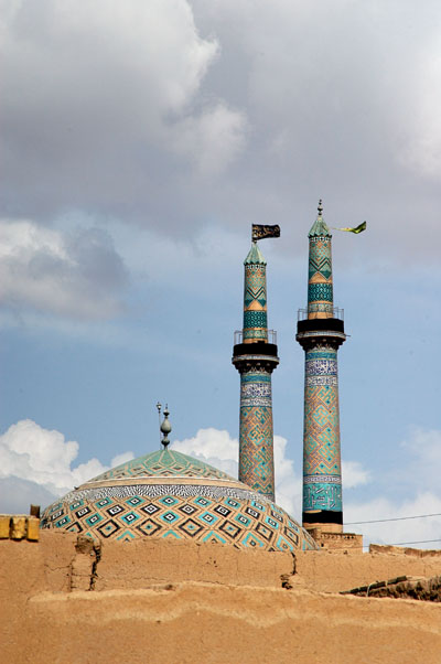 Minarets and dome from south of the mosque