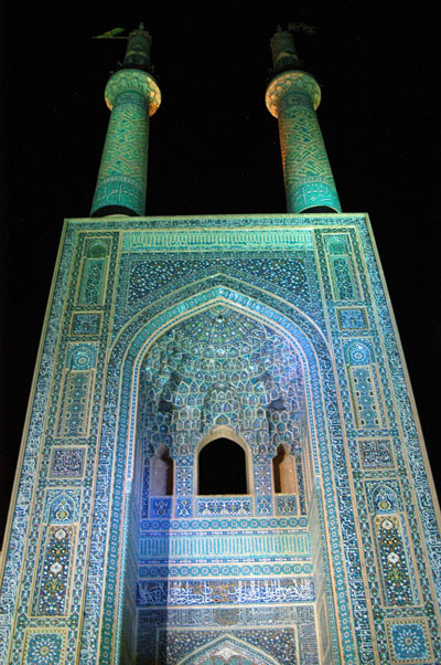 Eastern gate and minarets at night