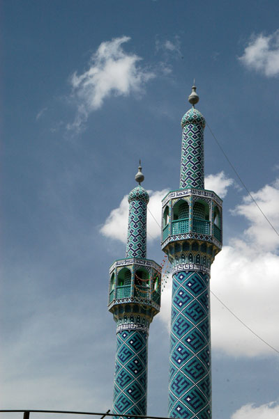 Minarets a mosque on the western side of Imam Khomeini Street