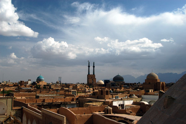View of Old Town Yazd from the Hosseiniah rooftop