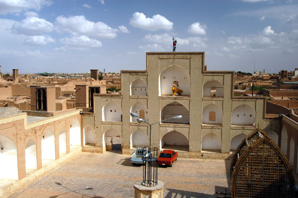 Viewtop from the roof off the square of the Hosseiniah, northwest old town Yazd