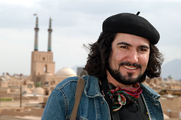 An Iranian Kurdish actor with the Jameh Mosque of Yazd