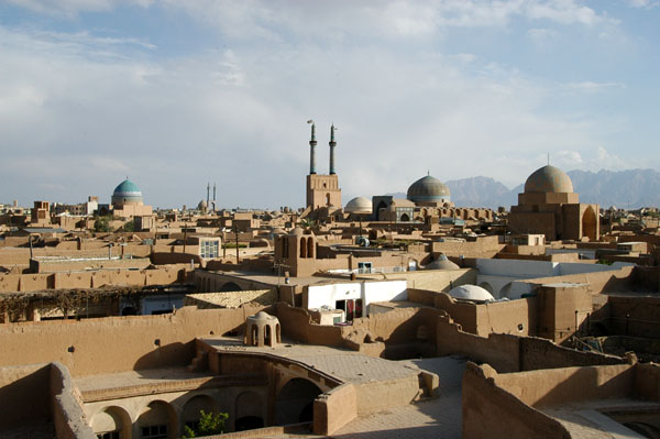 Old town Yazd from the rooftop of the Hosseiniah