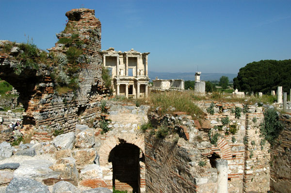 View from the ruins of the men's communal toilet