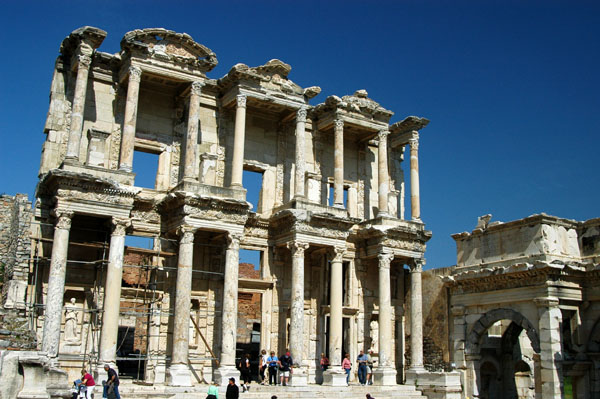 The Library of Celsus was built in 114 by his son Consul Tiberius Julius Aquila after the death of Celsus in 114 AD