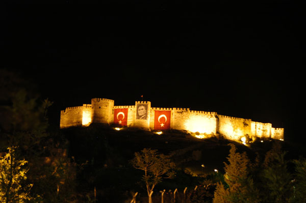 Citadel of Seluk, 6th C. Byzantine, rebuilt by the Seljuks, illuminated at night