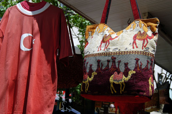 Turkish t-shirt and camel bag