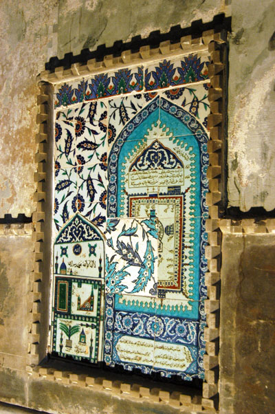 Iznik tile panel (16-17 C) left of apse in tunnel