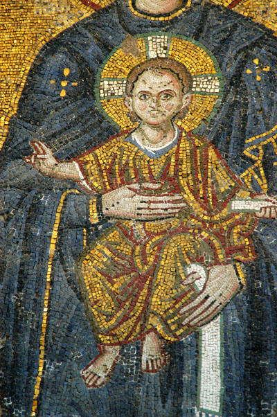 Detail of Christ as a child held by Mary