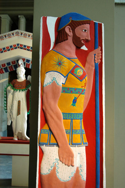 Full color reproduction of a relief of a soldier
