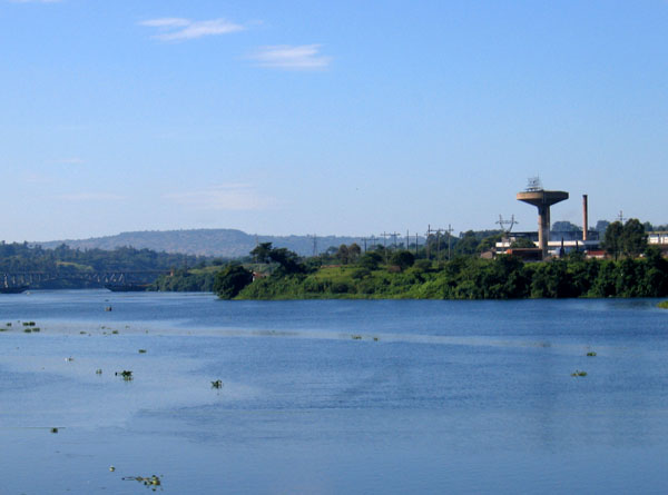 View of the Nile from the dam at Jinja towards Lake Victoria and the Source of the Nile