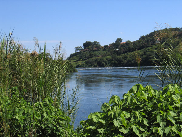 Nalubale Rafting's launch site just downstream of the dam at Jinja