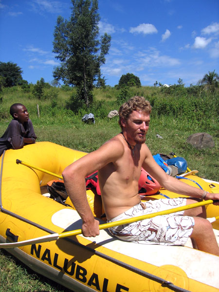 Matt Dvorak, the river guide, giving paddling instruction