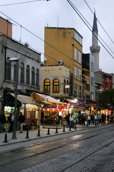 Tram tracks along Yenierilrt ad, Istanbu;