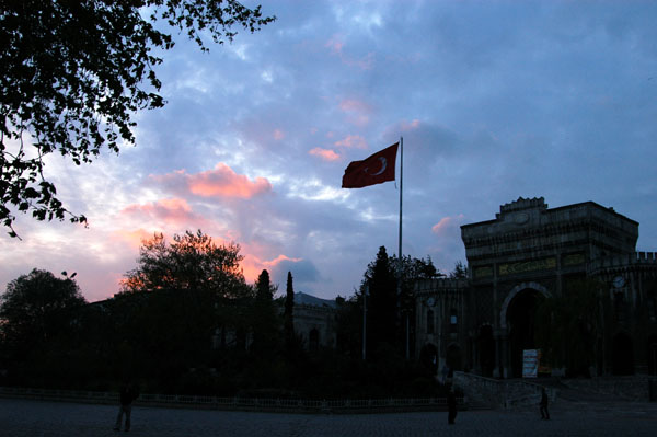 Beyazit Square and the gate to Istanbul University at sunset