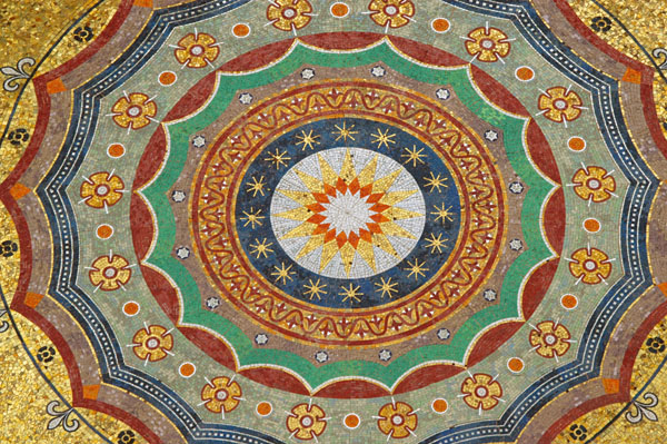Detail of the mosaics on at the center of the ceiling of the Kaiser Wilhelm fountain