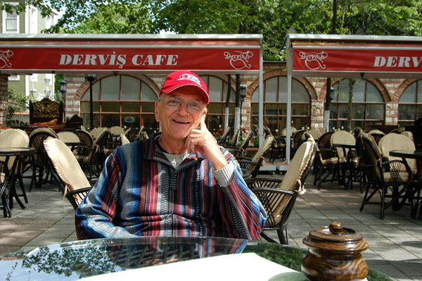 Dad taking a break at the Dervish Cafe, Sultanahmet