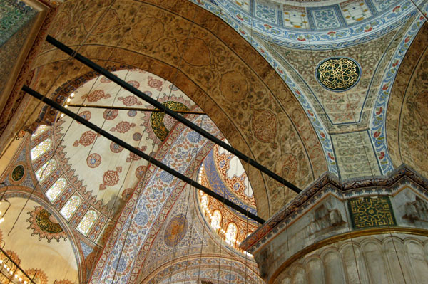 Not overwhelmingly blue inside the Sultanahmet Mosque