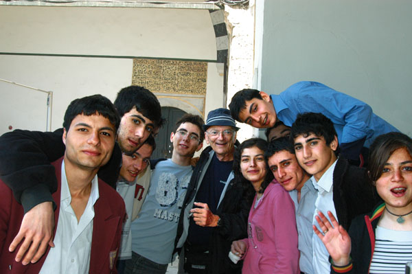 Dad and a group of Turkish high school students waiting for the Harem tour