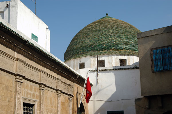 Green fish-scale dome of the Tourbet el-Bey