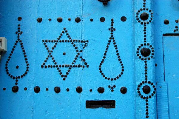 Star of David on a blue door, Tunis Medina