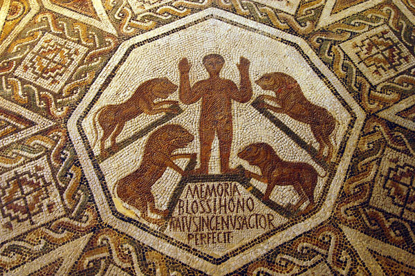 Floor of a chapel representing Daniel surrounded by lions, Borj El Yahoudi, 4th C. AD