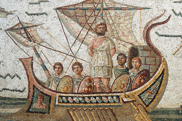Ulysses strapped to the mast during the encounter with the sirens, Dougga